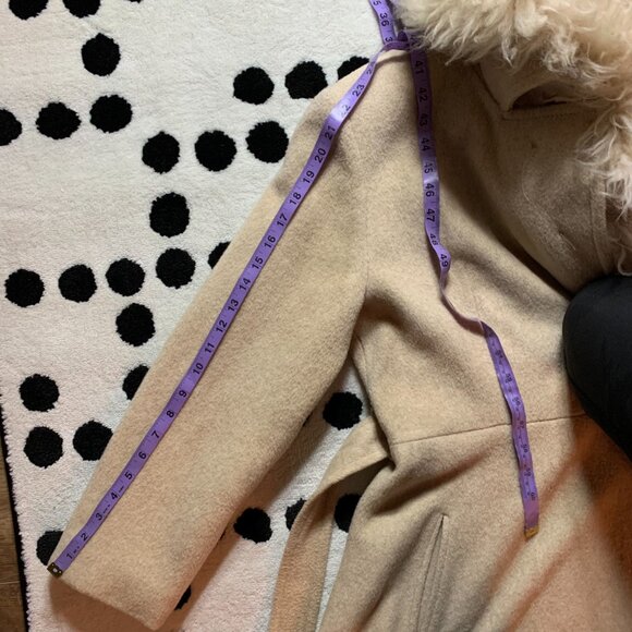 Vintage 70s Wool Faux Fur Collar Handmade Belted Penny Lane Swing Coat Overcoat - Picture 16 of 16